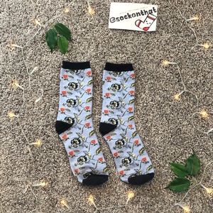 Blue Floral Socks Colorful Flowers Women’s Fun Comfy Cute Bright Spring